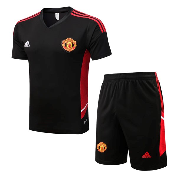 Trainingsshirt Manchester United Komplett-Set 2022-2023 Schwarz